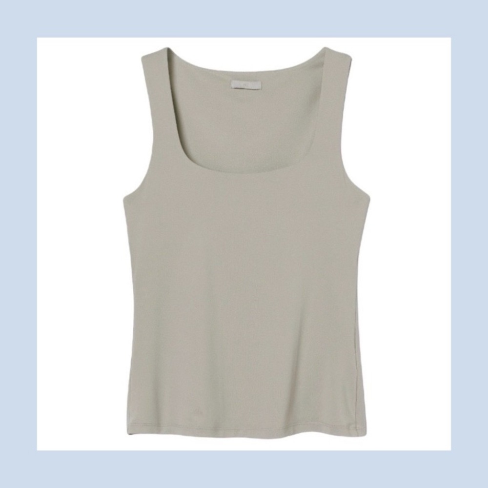 H&M Taupe Square Neck Fitted Tank Top